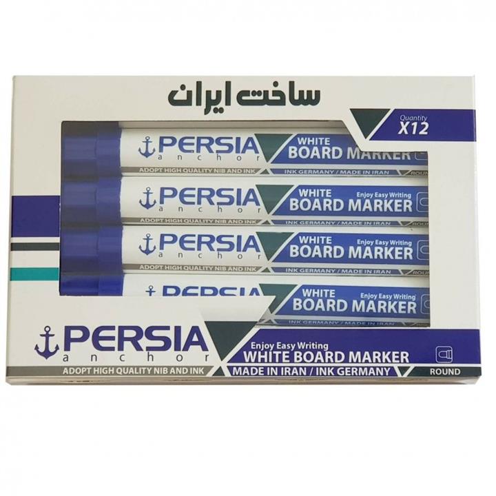ماژیک وایت برد پرشیا آبی سر گرد بسته 12 عددی